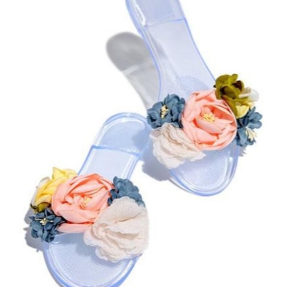 Multi-Color Floral Clear Sandals - Picture 4 of 5